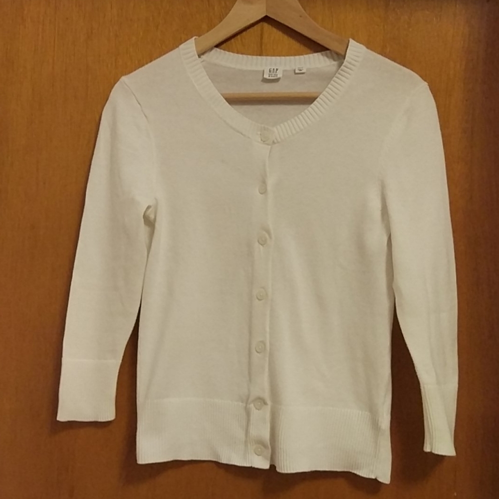 Gap white cardigan, 3/4 sleeves, cotton, XS